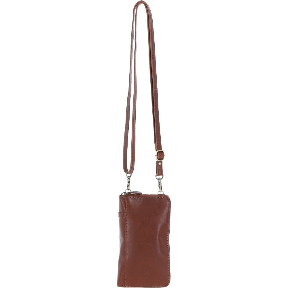 Ladies Leather Phonebag Purse Chestnut: T-80