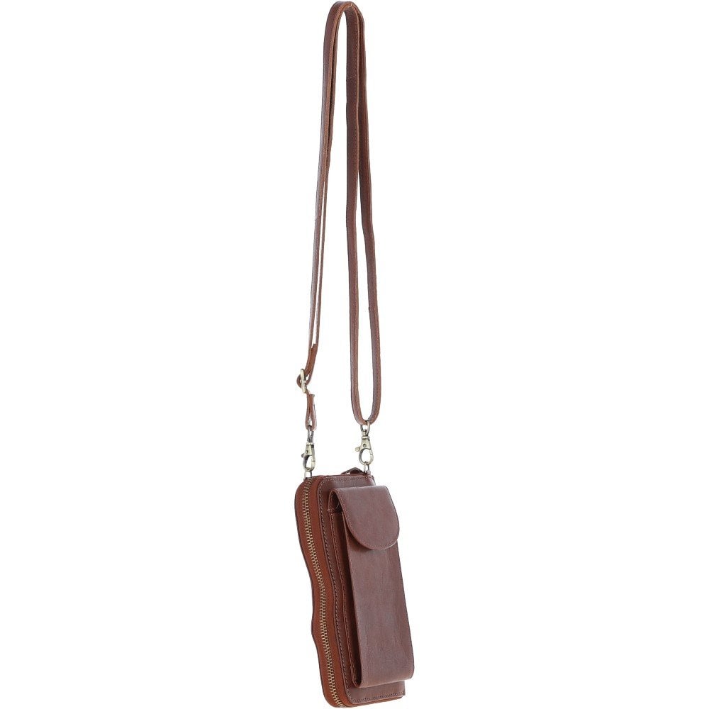 Ladies Leather Phonebag Purse Chestnut: T-80