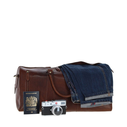 Large Leather Holdall – Chestnut Tan