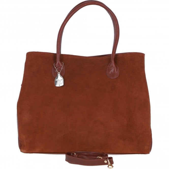 Ashwood Leather and Suede Large Handbag with Detachable Strap in Tan: S-55