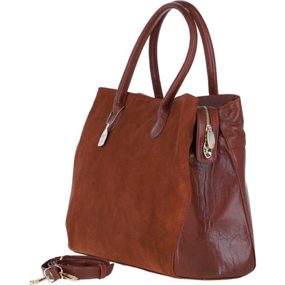 Ashwood Leather and Suede Large Handbag with Detachable Strap in Tan: S-55
