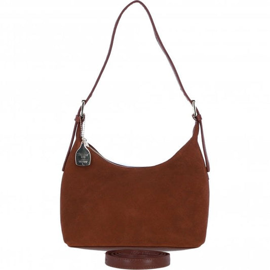 Ashwood Leather and Suede Shoulder Bag with Replaceable Crossbody Strap in Tan: S-52