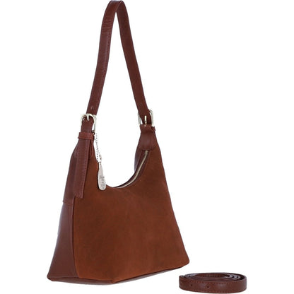Ashwood Leather and Suede Shoulder Bag with Replaceable Crossbody Strap in Tan: S-52
