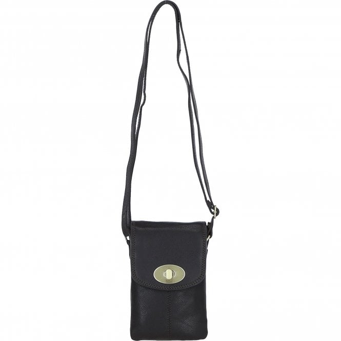 Leather Crossbody Smart Phone Bag - Brown