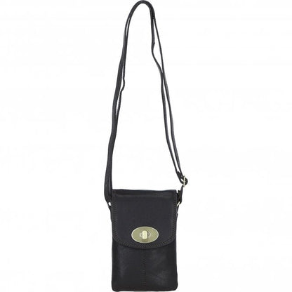 Leather Crossbody Smart Phone Bag - Brown