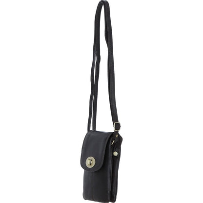 Leather Crossbody Smart Phone Bag - Brown