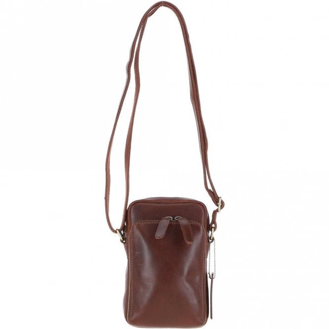 Leather Crossbody Smartphone Bag Chestnut: K-41