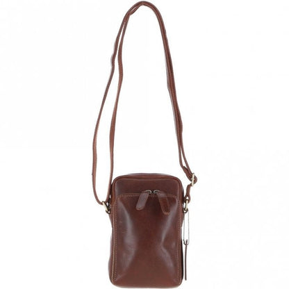 Leather Crossbody Smartphone Bag Chestnut: K-41