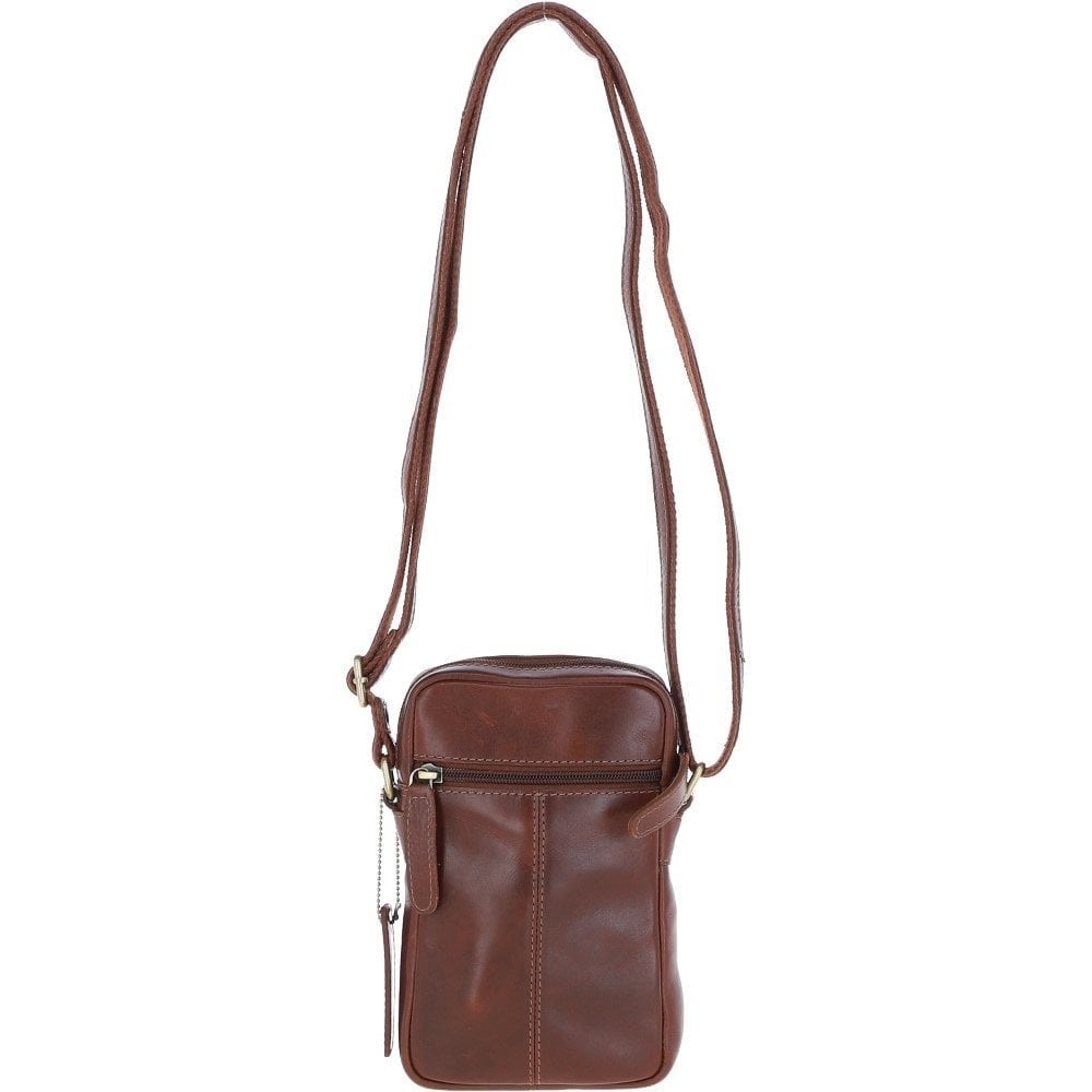 Leather Crossbody Smartphone Bag Chestnut: K-41