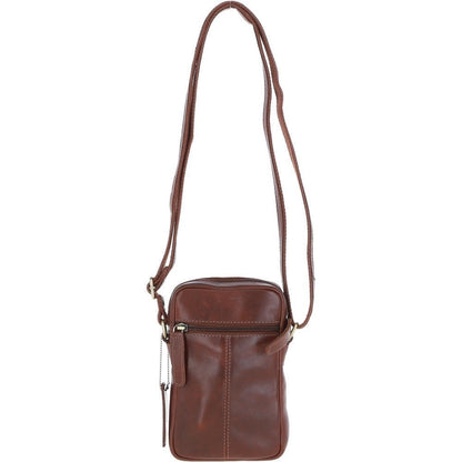 Leather Crossbody Smartphone Bag Chestnut: K-41