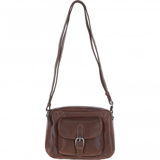 Leather Buckle Shoulder Bag - Chestnut