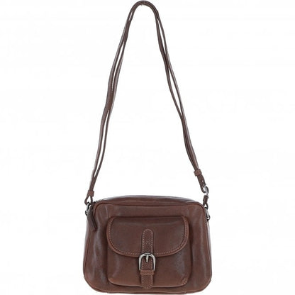 Leather Buckle Shoulder Bag - Chestnut