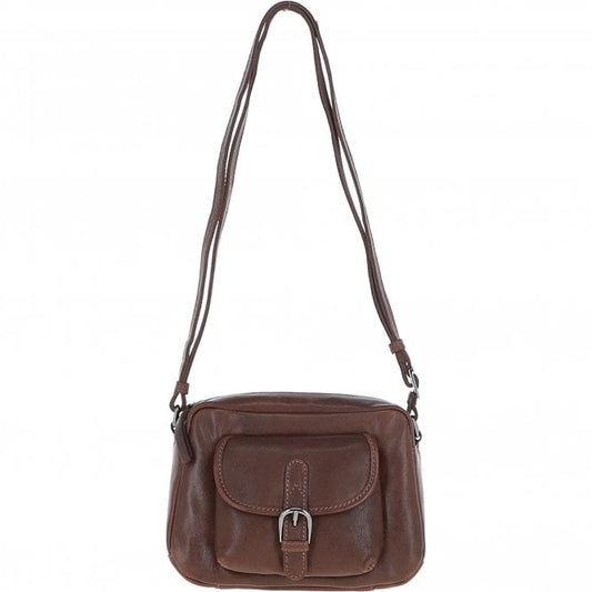 Leather Buckle Shoulder Bag - Chestnut