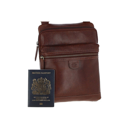 Leather Medium Flight Bag Chestnut Tan: T-71