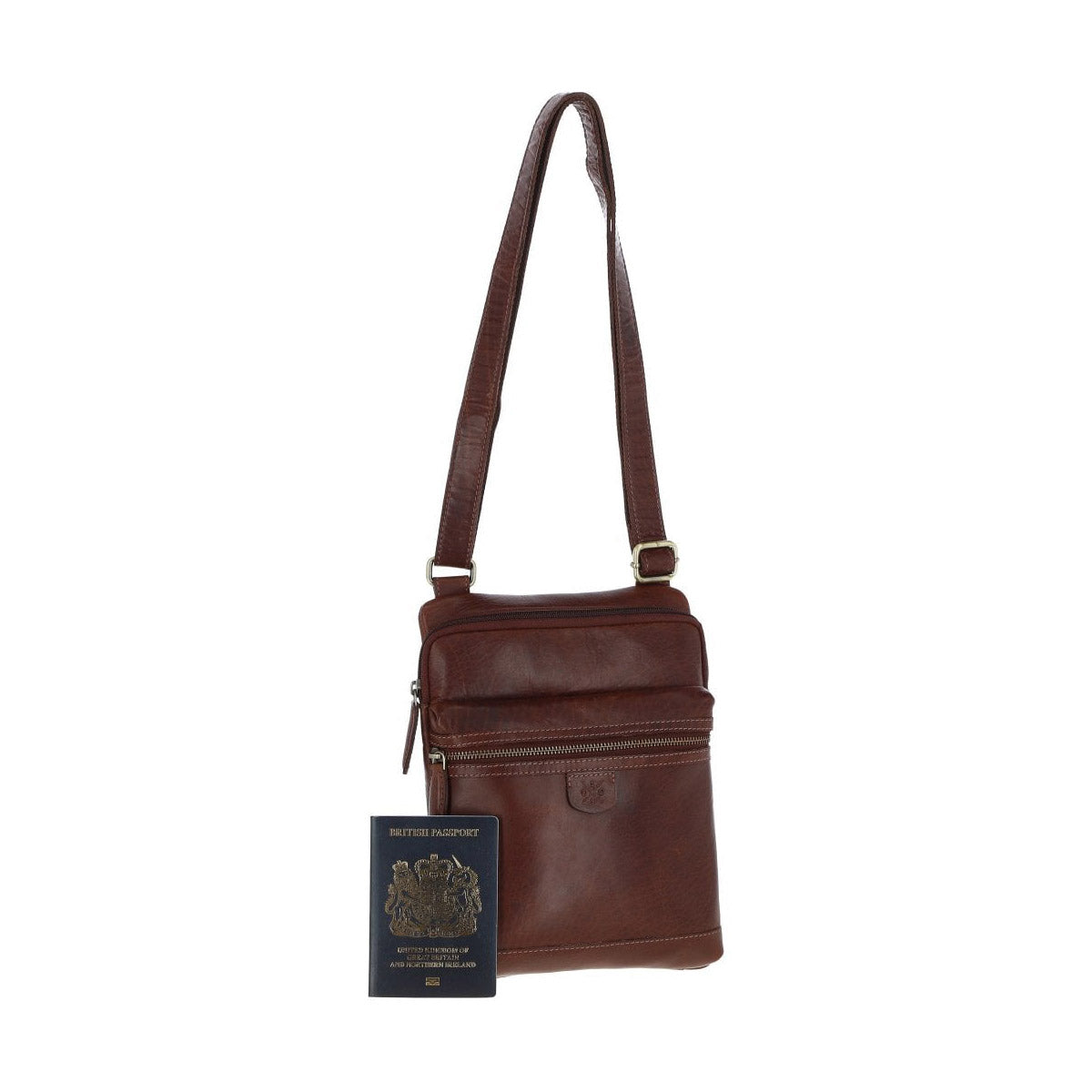 Leather Medium Flight Bag Chestnut Tan: T-71