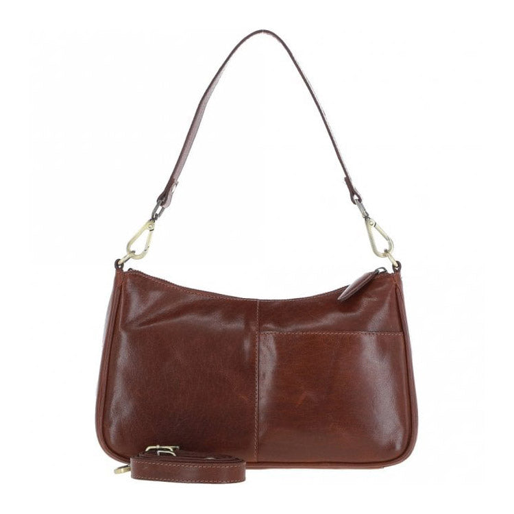 Leather Shoulder Bag Chestnut: T-84
