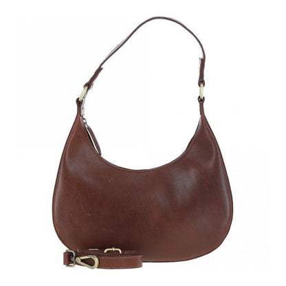 Leather Shoulder Bag Chestnut: T-86