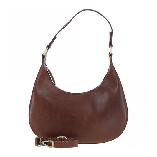 Leather Shoulder Bag Chestnut: T-86