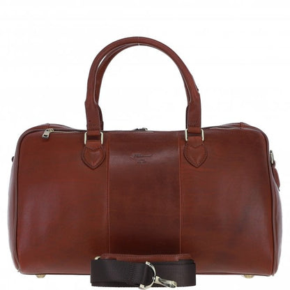 Luxury Leather Duffle Bag with Detachable Strap - Tan