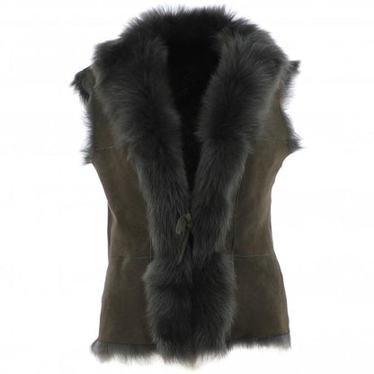 Reversible Toscana Suede Leather Gilet - Green