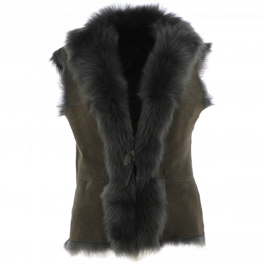 Reversible Toscana Suede Leather Gilet - Green