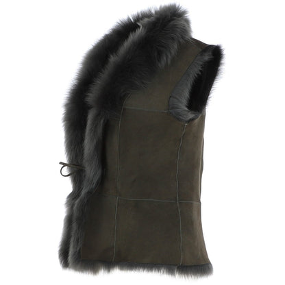 Reversible Toscana Suede Leather Gilet - Green