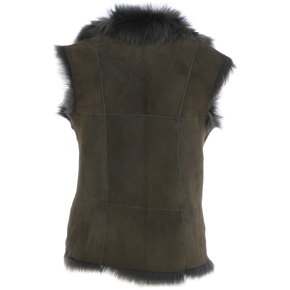 Reversible Toscana Suede Leather Gilet - Green