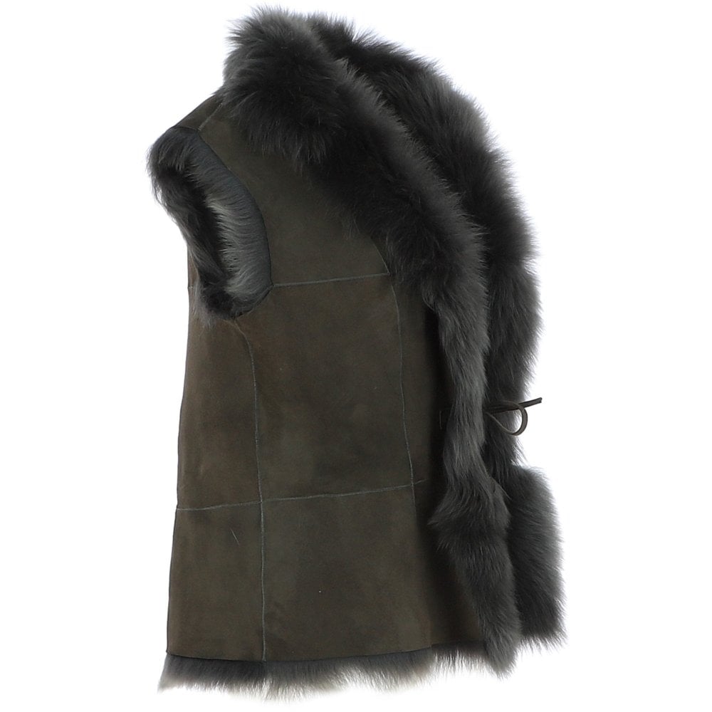 Reversible Toscana Suede Leather Gilet - Green