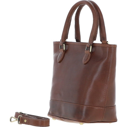 Small Leather Bucket Bag - Brown