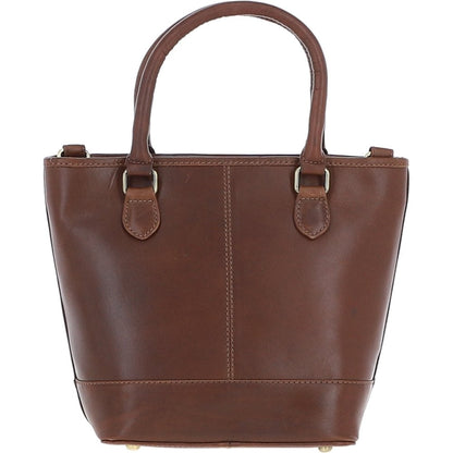 Small Leather Bucket Bag - Brown