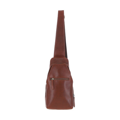 Three Pocket Leather Sling Bag Chestnut : K-43