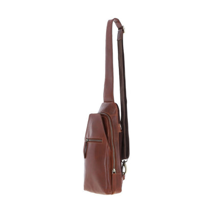 Three Pocket Leather Sling Bag Chestnut : K-43