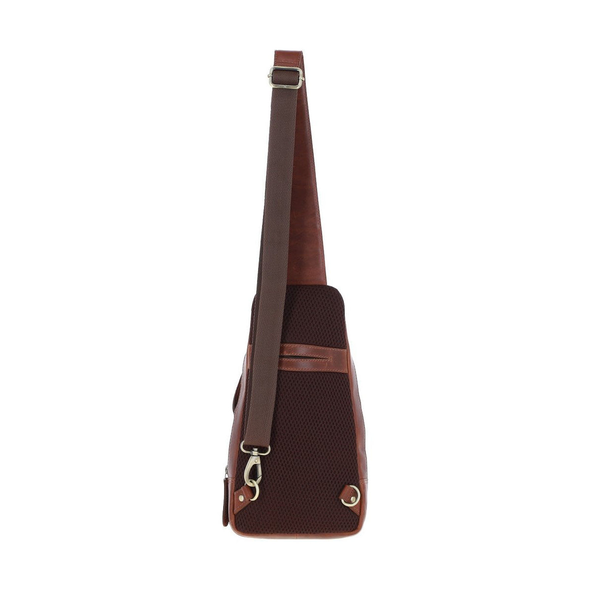 Three Pocket Leather Sling Bag Chestnut : K-43