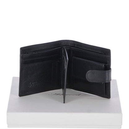 Leather Wallet Zip Billfold Tab - Black