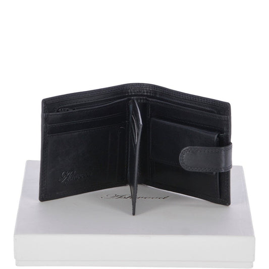 Leather Wallet Zip Billfold Tab - Black