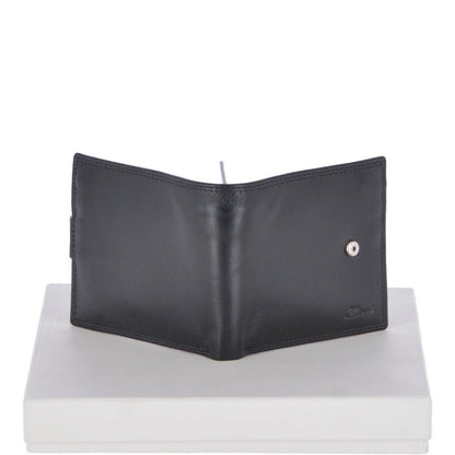 Leather Wallet Zip Billfold Tab - Black