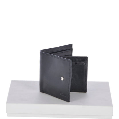 Leather Wallet Zip Billfold Tab - Black