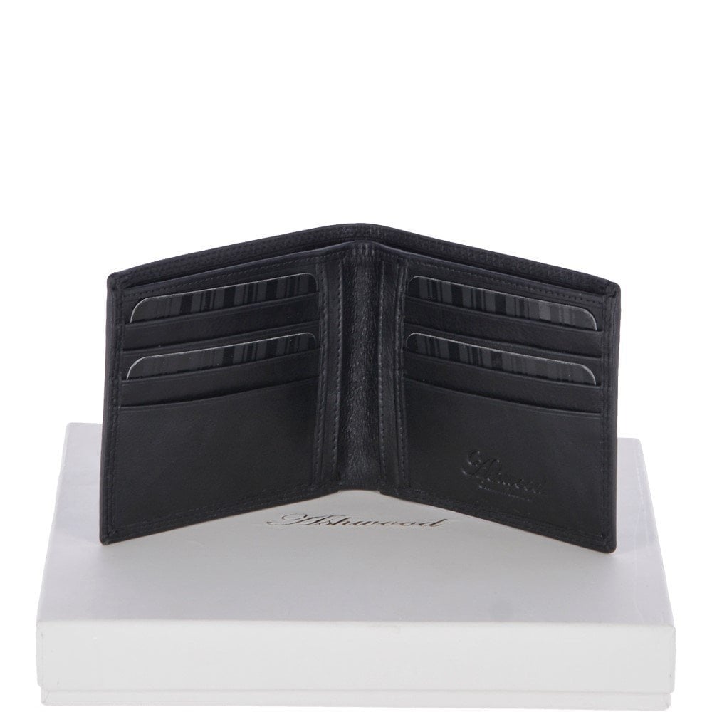 Leather Classic 8 Card Bill Fold Wallet - Black
