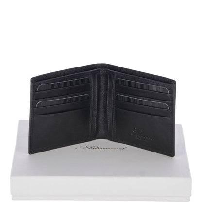 Leather Classic 8 Card Bill Fold Wallet - Black