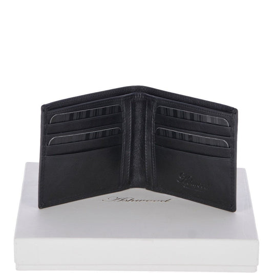 Leather Classic 8 Card Bill Fold Wallet - Black