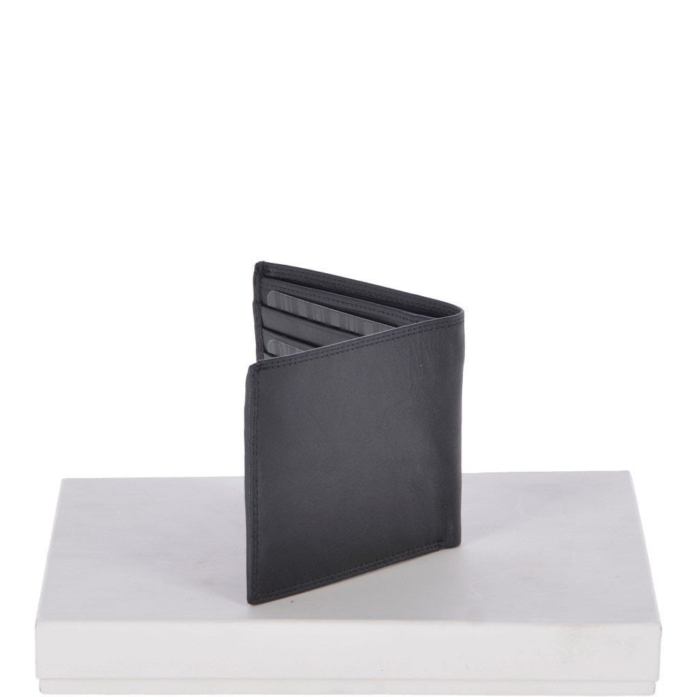 Leather Classic 8 Card Bill Fold Wallet - Black