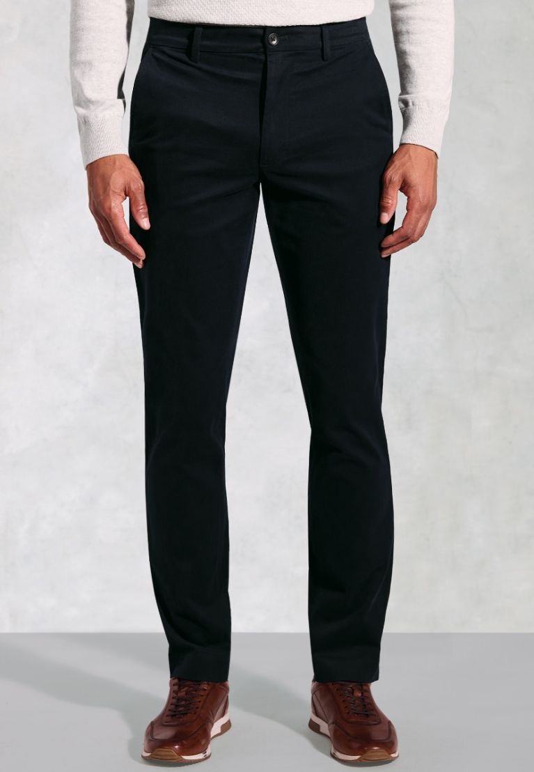 Regular Fit Bolt Navy Italian Fine Twill Stretch Cotton Chinos