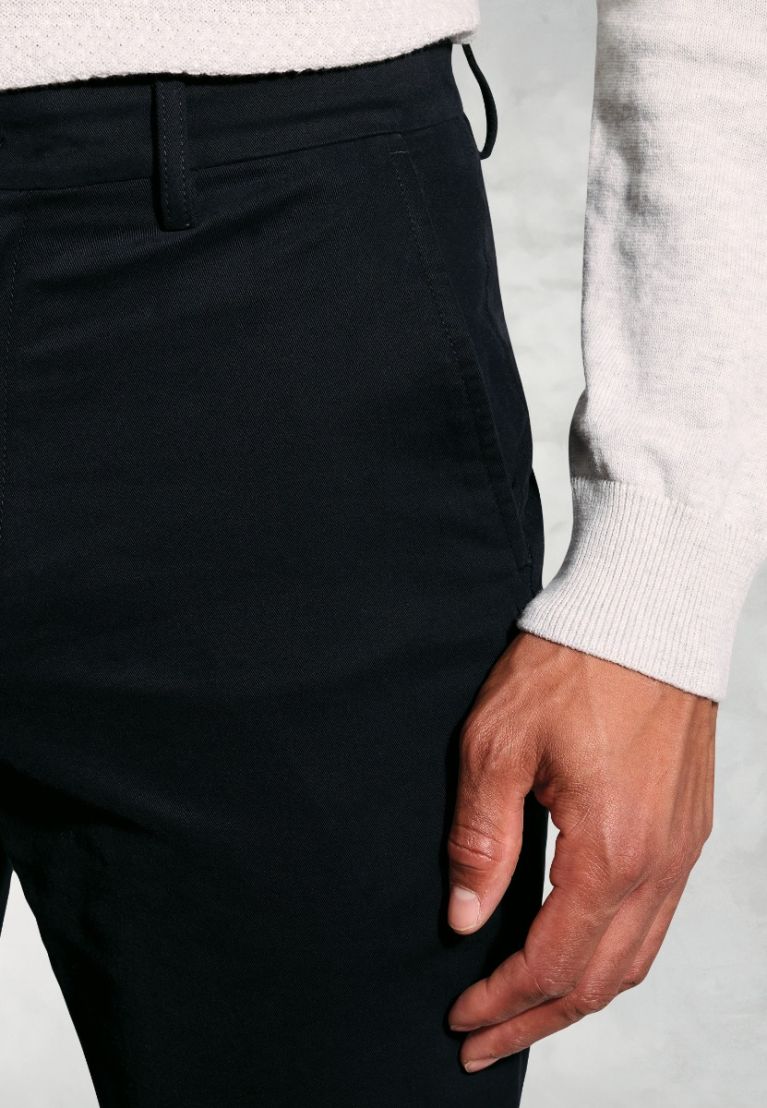 Regular Fit Bolt Navy Italian Fine Twill Stretch Cotton Chinos