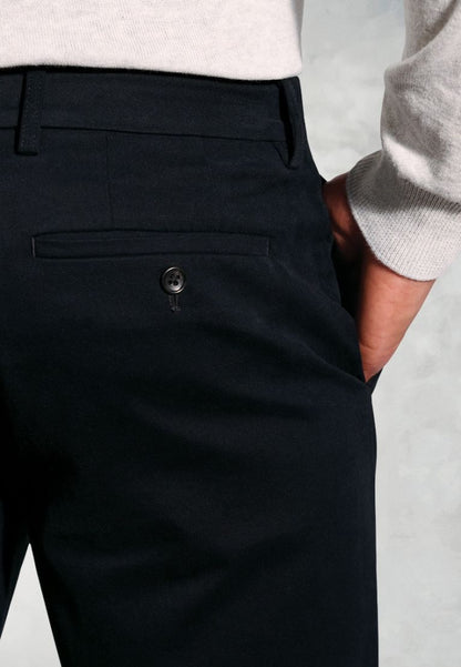 Regular Fit Bolt Navy Italian Fine Twill Stretch Cotton Chinos