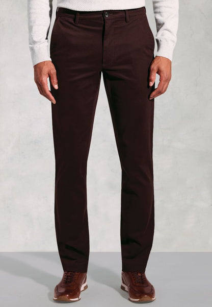 Regular Fit Bolt Burgundy Italian Fine Twill Stretch Cotton Chinos