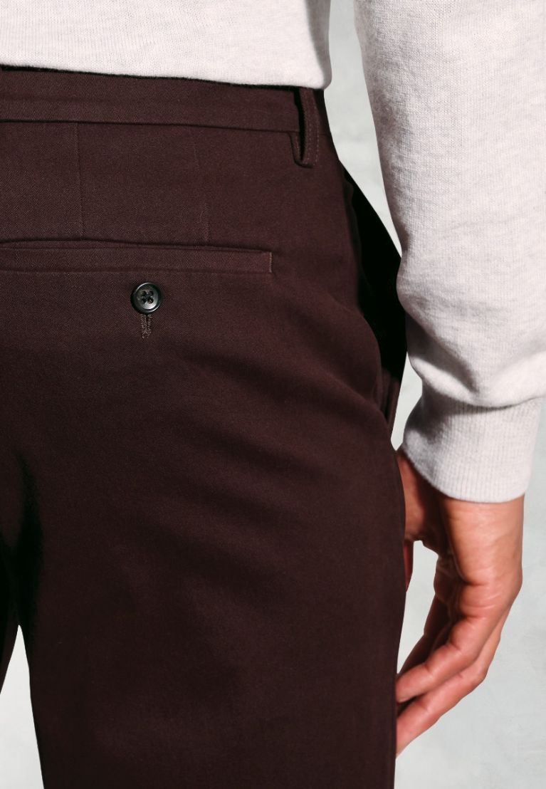 Regular Fit Bolt Burgundy Italian Fine Twill Stretch Cotton Chinos