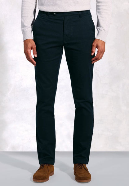 Regular Fit Christie Navy Cavalry Twill Stretch Cotton Trousers