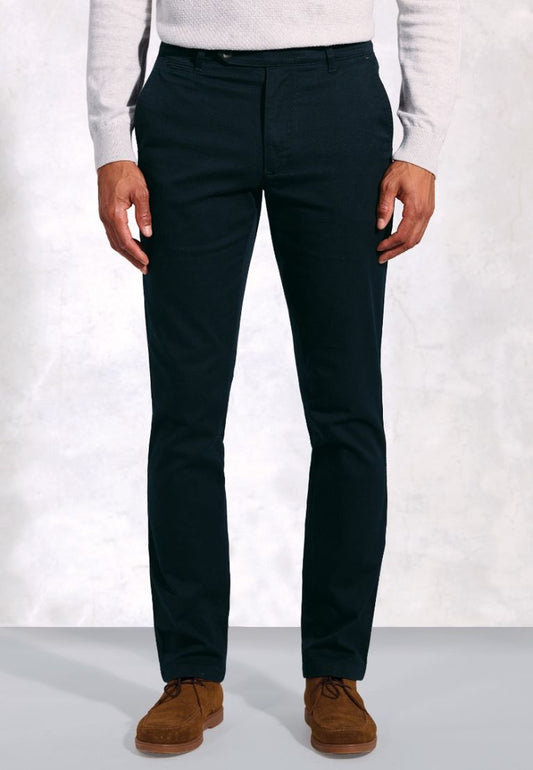 Regular Fit Christie Navy Cavalry Twill Stretch Cotton Trousers