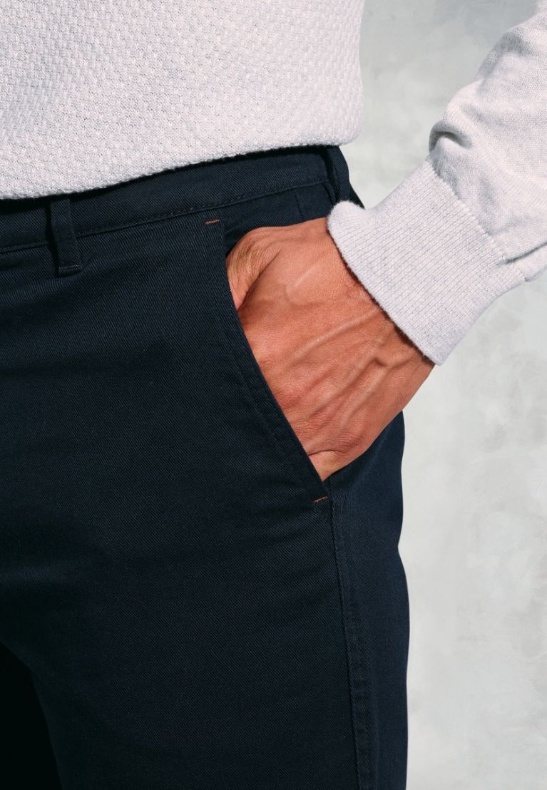 Regular Fit Christie Navy Cavalry Twill Stretch Cotton Trousers