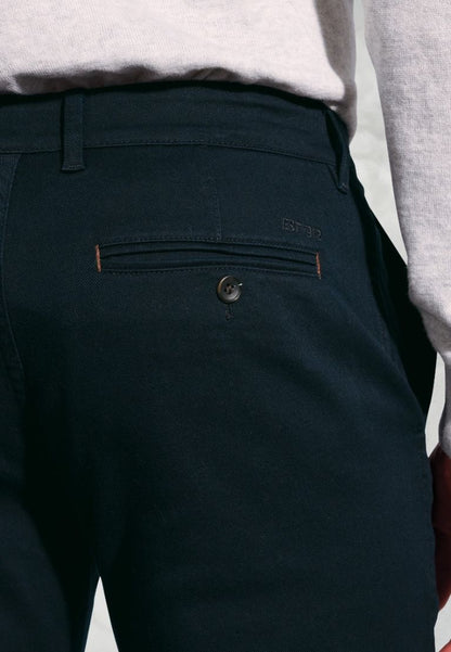 Regular Fit Christie Navy Cavalry Twill Stretch Cotton Trousers